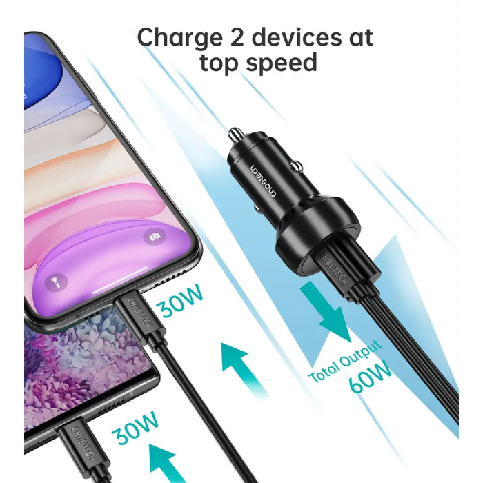 Зарядно за кола Choetech TC0014 USB-C USB-A PD