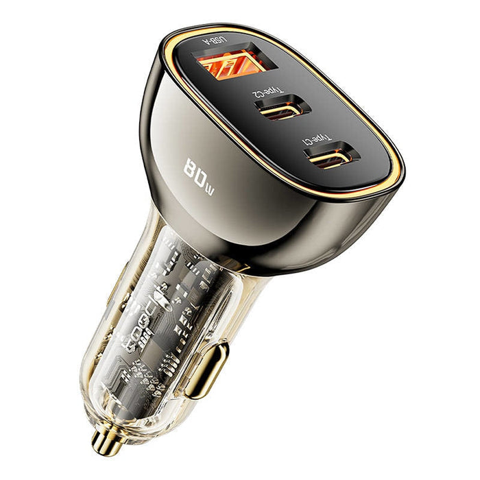 Зарядно за кола Toocki 2х USB-C + USB-A 80W черно