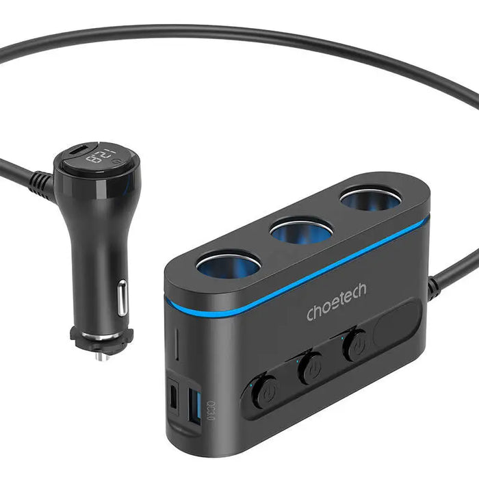 Зарядно за кола Choetech 2x USB - C 1x USB - A