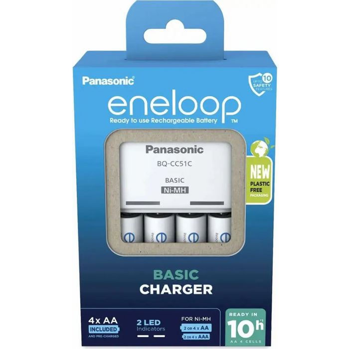 Зарядно за батерии PANASONIC Eneloop Basic BQ-CC51 + 4x AA