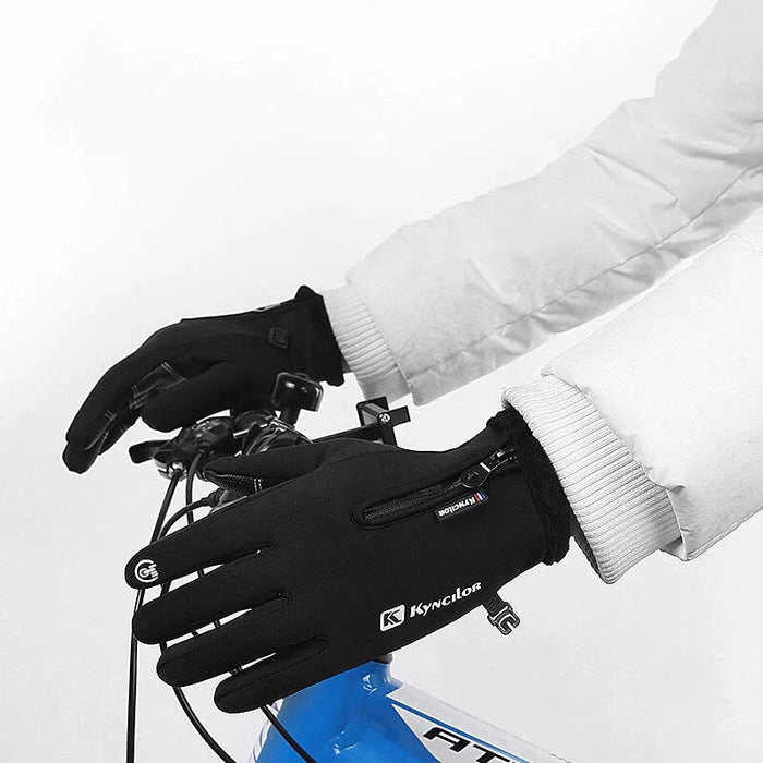 Зимни спортни ръкавици за телефон HQWear (размер M) черни