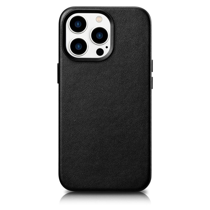 Кейс от естествена кожа iCarer за iPhone 14 Pro, черен (WMI14220706-BK) (съвместим с MagSafe)