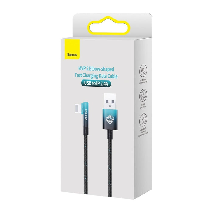 Ъглов кабел Baseus MVP 2 USB към Lightning 2m 2.4A Син