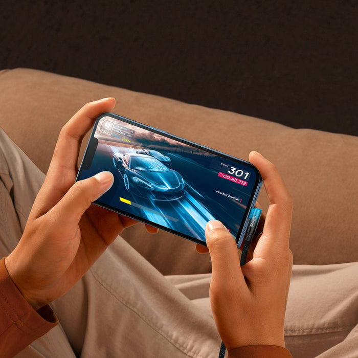 Ъглов кабел Baseus MVP 2 USB - C към Lightning 1m 20W Син