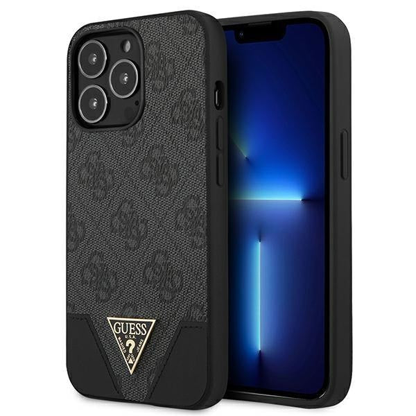 Кейс Guess GUHCP13LPU4GHBK за iPhone 13 Pro / 13 6.1", сив / сив, твърд, 4G Triangle Collection