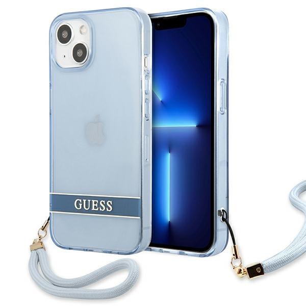Кейс Guess GUHCP13MHTSGSB за iPhone 13 6.1", син / син, твърд, Translucent Stap