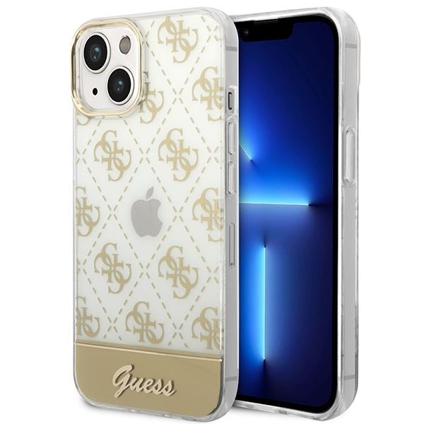 Кейс Guess GUHCP14MHG4MHG за iPhone 14 Plus 6.7", златен / златен, твърд, 4G Pattern Script