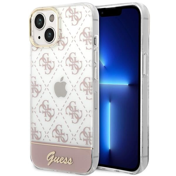 Кейс Guess GUHCP14MHG4MHP за iPhone 14 Plus 6.7", розов / розов, твърд, 4G Pattern Script