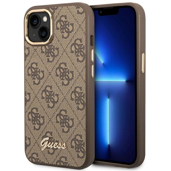 Кейс Guess GUHCP14MHG4SHW за iPhone 14 Plus 6.7", кафяв / кафяв, твърд, 4G Vintage Gold Logo