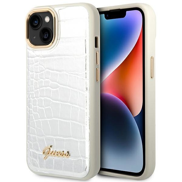 Кейс Guess GUHCP14MHGCRHS за iPhone 14 Plus 6.7", сребърен / сребърен, твърд, Croco Collection