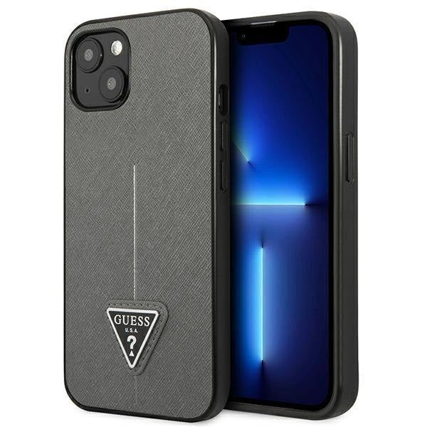 Кейс Guess GUHCP14MPSATLG за iPhone 14 Plus 6.7", сребърен / сребърен, твърд, SaffianoTriangle Logo