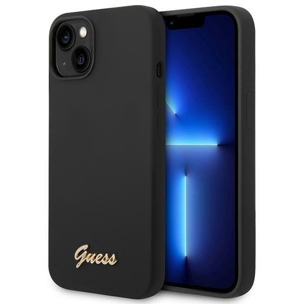 Кейс Guess GUHCP14MSLSMK за iPhone 14 Plus 6.7", черен / черен, твърд, Silicone Vintage Gold Logo