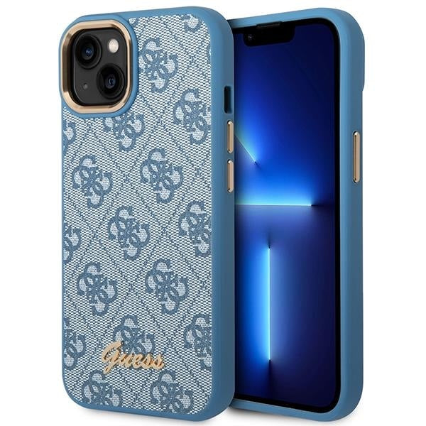 Кейс Guess GUHCP14SHG4SHB за iPhone 14 6.1", син / син, твърд, 4G Vintage Gold Logo
