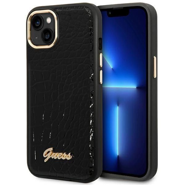 Кейс Guess GUHCP14SHGCRHK за iPhone 14 6.1", черен / черен, твърд, Croco Collection