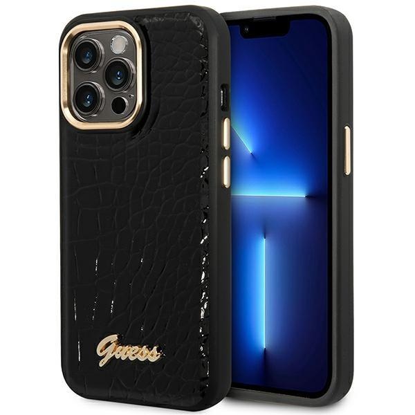 Кейс Guess GUHCP14XHGCRHK за iPhone 14 Pro Max 6,7", черен / черен, твърд, Croco Collection