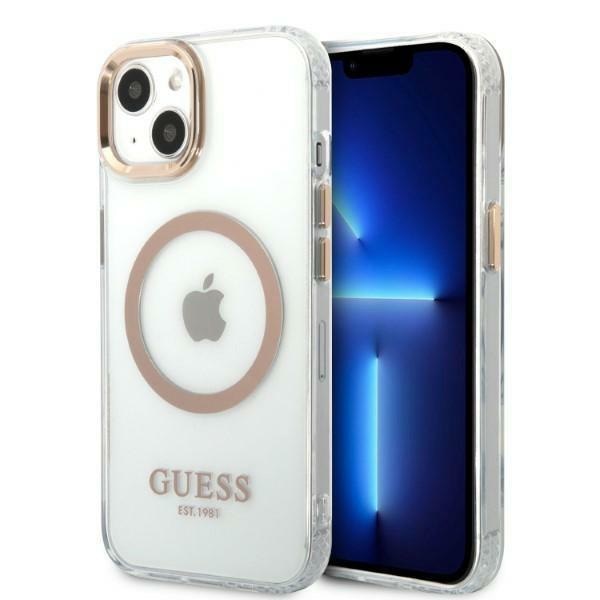 Кейс Guess GUHMP13MHTRMD за iPhone 13 6.1", златен / златен, твърд, Metal Outline Magsafe