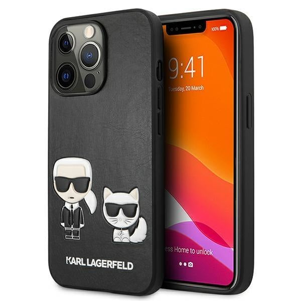 Кейс Karl Lagerfeld KLHCP13XPCUSKCBK за iPhone 13 Pro Max 6,7", черен / черен, твърд, Ikonik Karl & Choupette