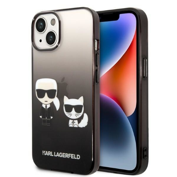 Кейс Karl Lagerfeld KLHCP14MTGKCK за iPhone 14 Plus 6,7", твърд, черен / черен, Gradient Ikonik Karl&Choupette