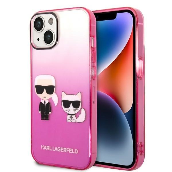 Кейс Karl Lagerfeld KLHCP14MTGKCP за iPhone 14 Plus 6,7", твърд, różowy/pink Gradient Ikonik Karl & Choupette