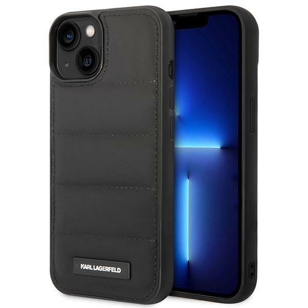 Кейс Karl Lagerfeld KLHCP14SPSQAK за iPhone 14 6,1", твърд, черен / черен, Puffy Elongated Logo