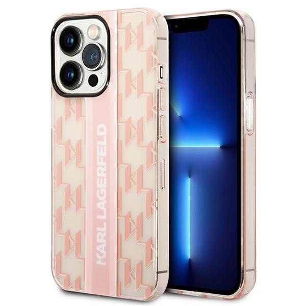Кейс Karl Lagerfeld KLHCP14XHKLSPCP за iPhone 14 Pro Max 6.7", твърд, розов / розов, Mono Vertical Stripe