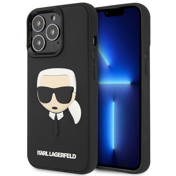 Кейс Karl Lagerfeld KLHCP14XKH3DBK за iPhone 14 Pro Max 6.7", черен / черен, твърд, 3D Rubber Karl`s Head