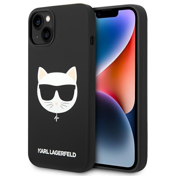 Кейс Karl Lagerfeld KLHMP14MSLCHBK за iPhone 14 Plus 6.7", твърд, черен / черен, Silicone Choupette Head, съвместим с MagSafe