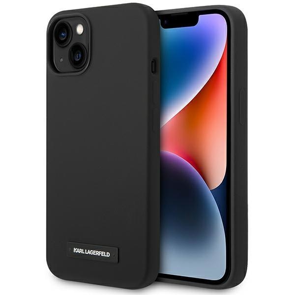 Кейс Karl Lagerfeld KLHMP14MSLMP1K за iPhone 14 Plus 6.7", твърд, черен / черен, Silicone Plaque, съвместим с MagSafe