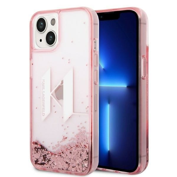 Кейс Karl Lagerfeld KLHCP14SLBKLCP за iPhone 14 6.1" розов / розов, твърд, Liquid Glitter Big KL