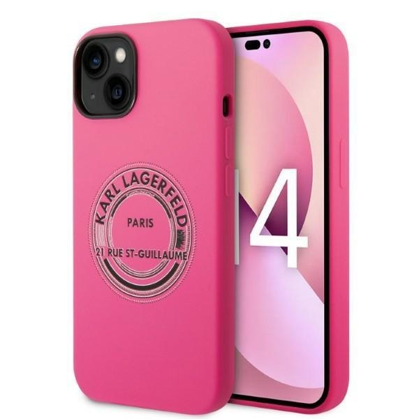 Кейс Karl Lagerfeld KLHCP14SSRSGRCF за iPhone 14 6.1", твърд, розов / розов, Silicone RSG