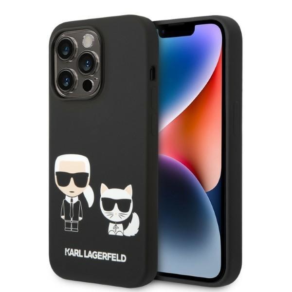 Кейс Karl Lagerfeld KLHMP14XSSKCK за iPhone 14 Pro Max 6.7", твърд, черен / черен, Liquid Silicone Karl&Choupette, съвместим с MagSafe