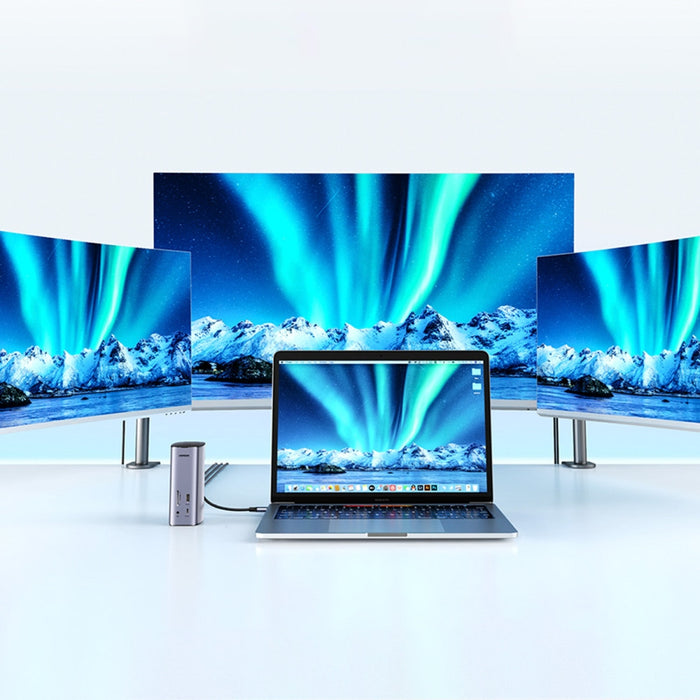 12в1 Хъб Ugreen USB C HDM,I DP RJ45 AUX SD TF сив (CM555)