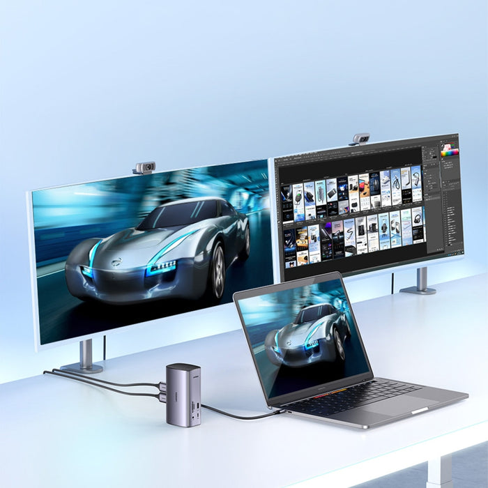 12в1 Хъб Ugreen USB C HDM,I DP RJ45 AUX SD TF сив (CM555)