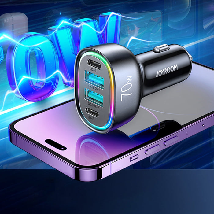 Зарядно за кола Joyroom 70W 2x USB - C USB черно (JR - CL29)