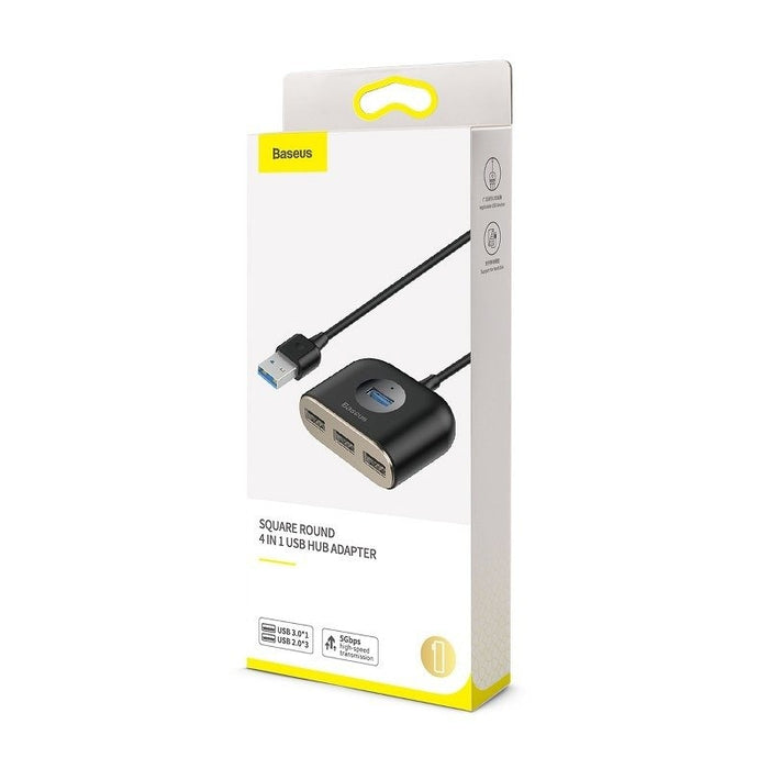 Хъб 4в1 Baseus Square Round USB 3.0 към 1x 3x 2.0 1m черен