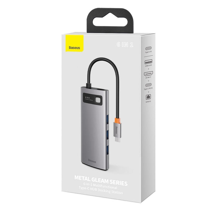 Хъб 6в1 Baseus Metal Gleam Series USB - C към 3x USB