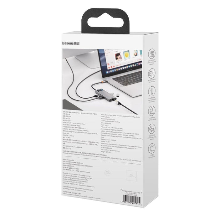 Хъб 6в1 Baseus Metal Gleam Series USB - C към 3x USB