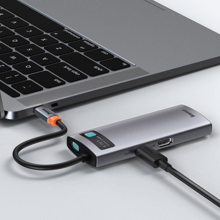 Хъб 6в1 Baseus Metal Gleam Series USB - C към 3x USB