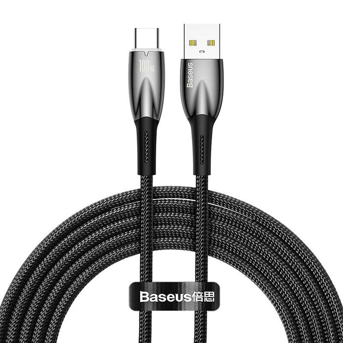 Кабел Baseus Glimmer Series, USB към USB-C, 100W, 2m, черен