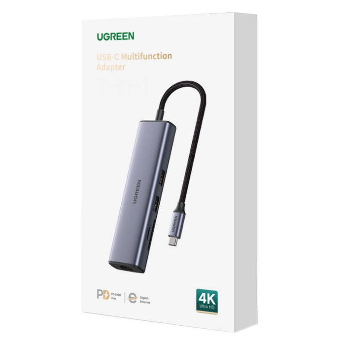 Хъб UGREEN USB - C към 2x USB 3.0 HDMI RJ45 SD/TF