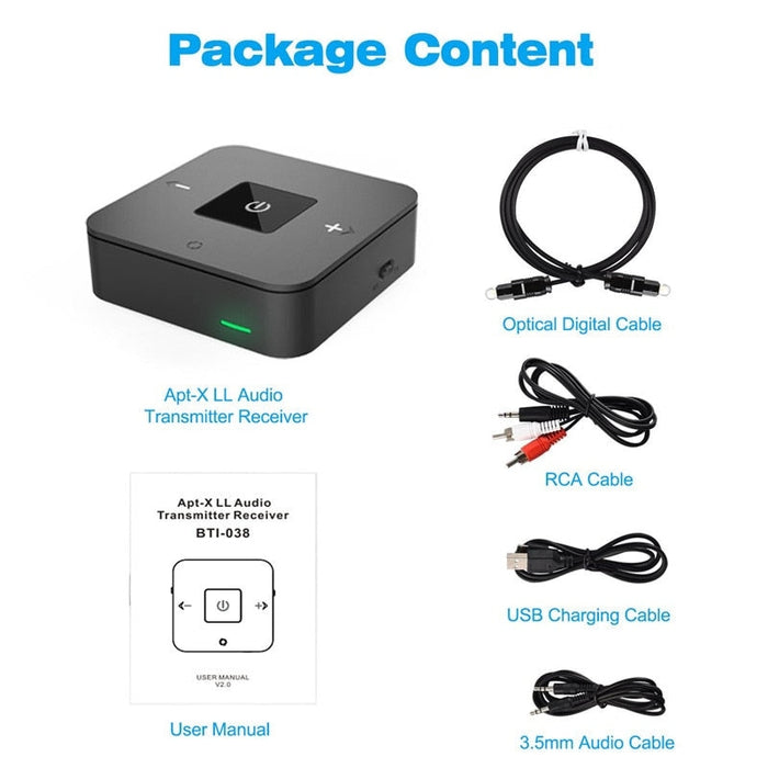 2в1 Bluetooth 5.0 Трансмитер и рисийвър 3.5mm RCA aptX Low