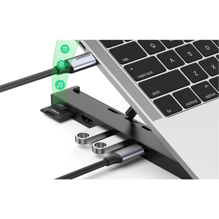 2в1 Регулируема стойка за лаптоп и докинг станция UGREEN