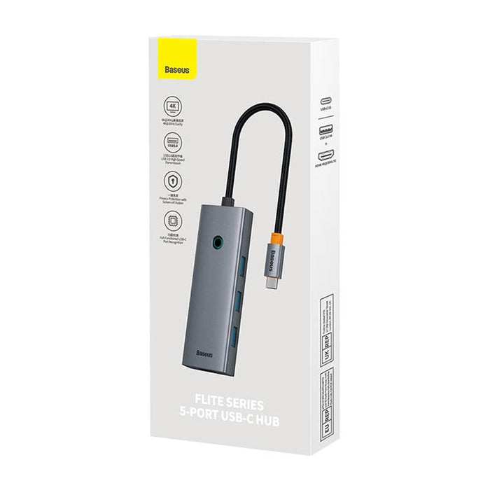 5в1 Хъб Baseus UltraJoy 1x HDMI4K@30Hz + 4x USB 3.0 сив
