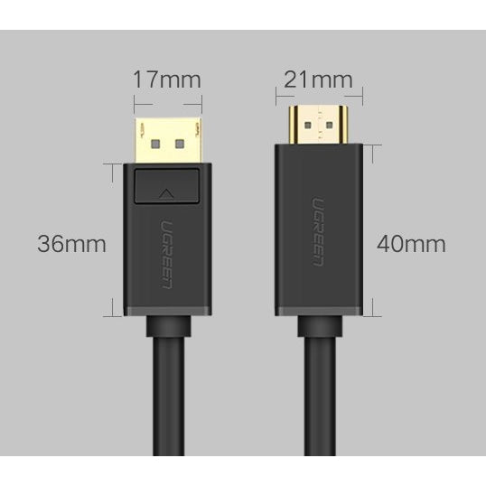 Кабел Ugreen HDMI към DisplayPort 4K 30Hz 28AWG 2m черен