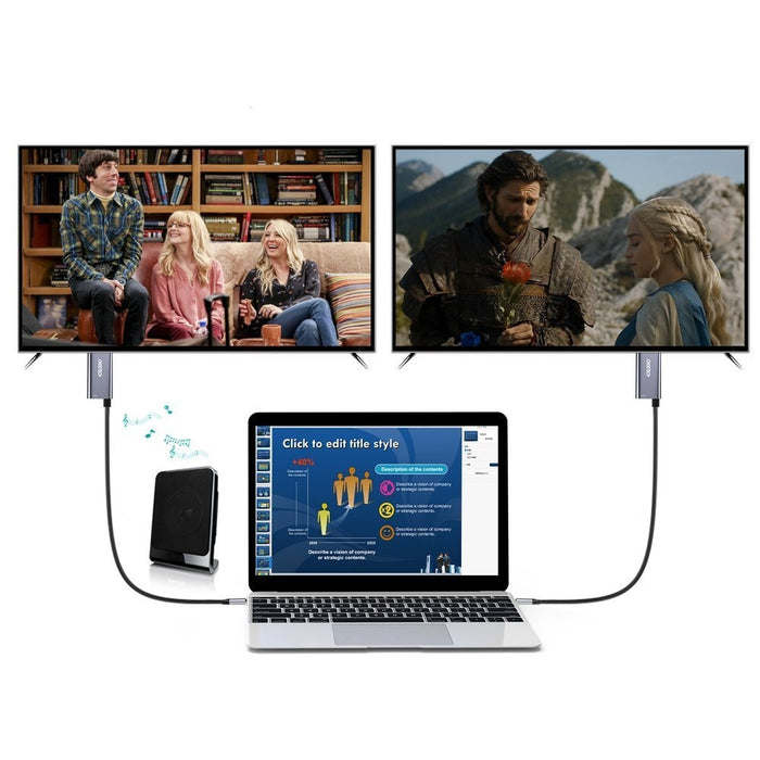 Кабел Choetech USB - C - HDMI XCH - M180 PD 60W 1.8 м Черен