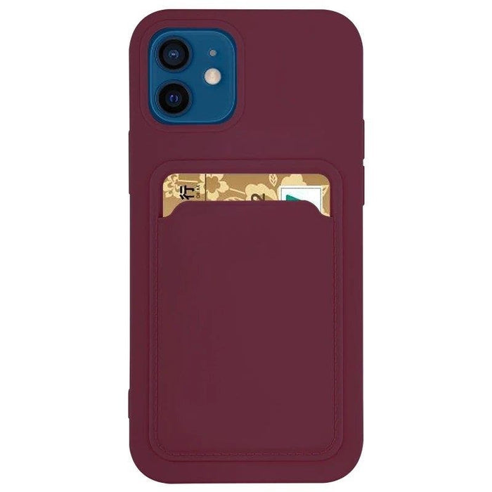Силиконов кейс с отделение за карти HQWear за iPhone XS Max, Тъмнолилав