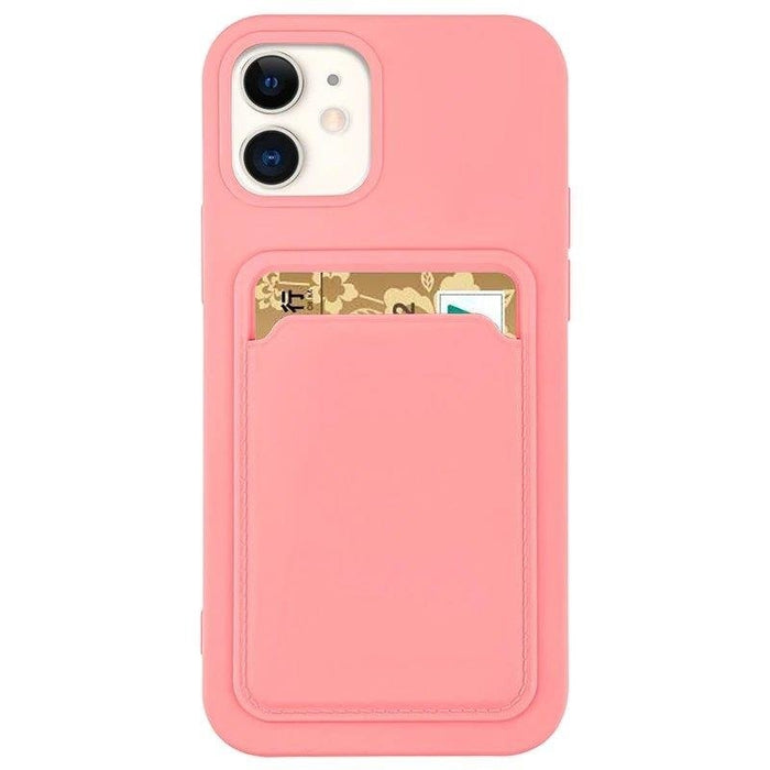 Силиконов кейс с отделение за карти HQWear за iPhone 11 Pro Max, Розов