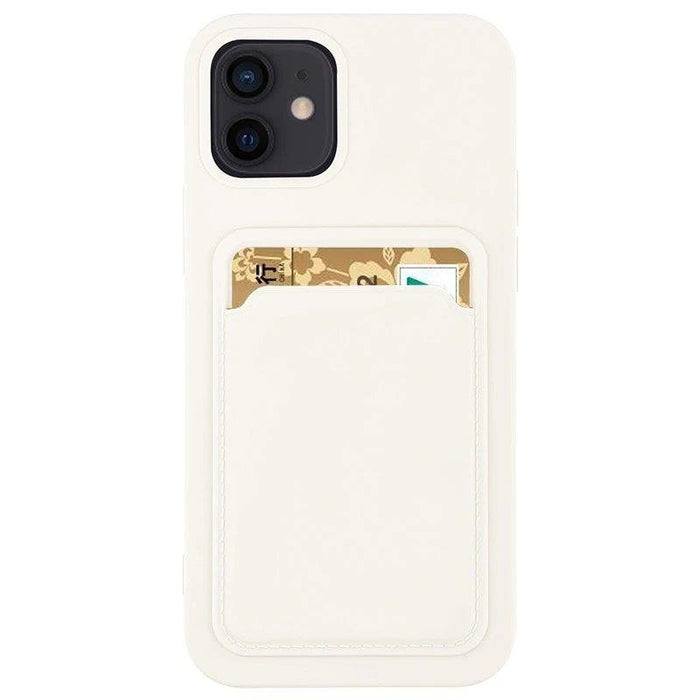Силиконов кейс с отделение за карти HQWear за Samsung Galaxy A42 5G, Бял