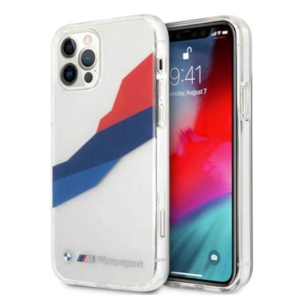 Калъф BMW BMHCP12LSKTGT Motorsport Tricolor, за Apple iPhone 12 Pro Max, прозрачен