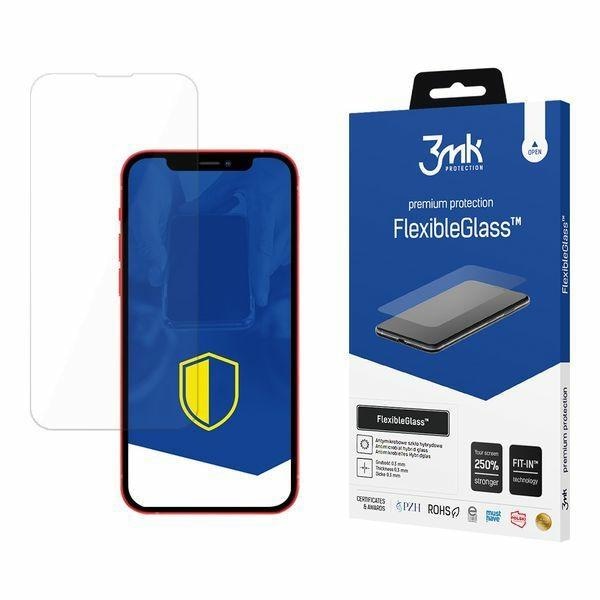 Защитно фолио 3MK FlexibleGlass за iPhone 13 Mini, Hybrid glass, 7H, 0.3 мм, Прозрачен